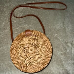 Collection Eighteen Round Rattan Crossbody Bag
